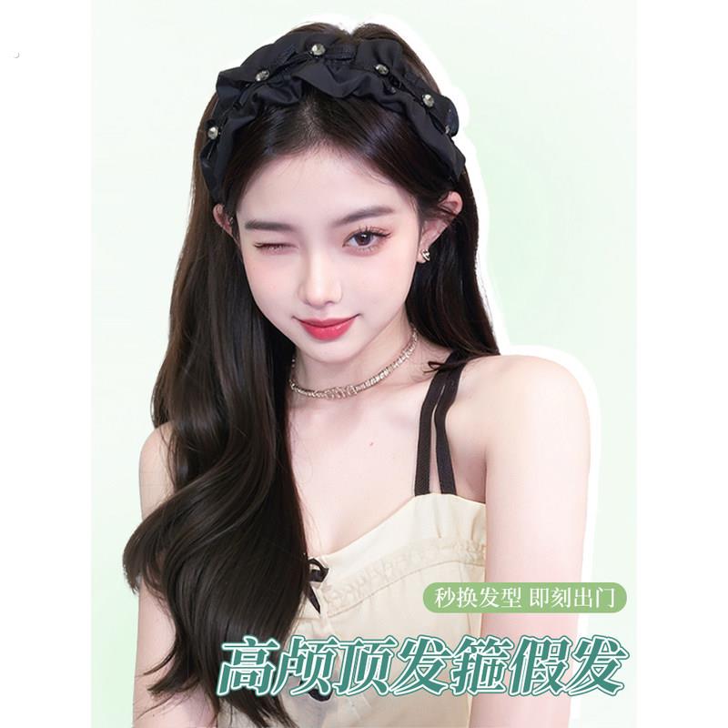 2025新发带一件式假发妇女高头骨半发带自然模拟发弓日常假发