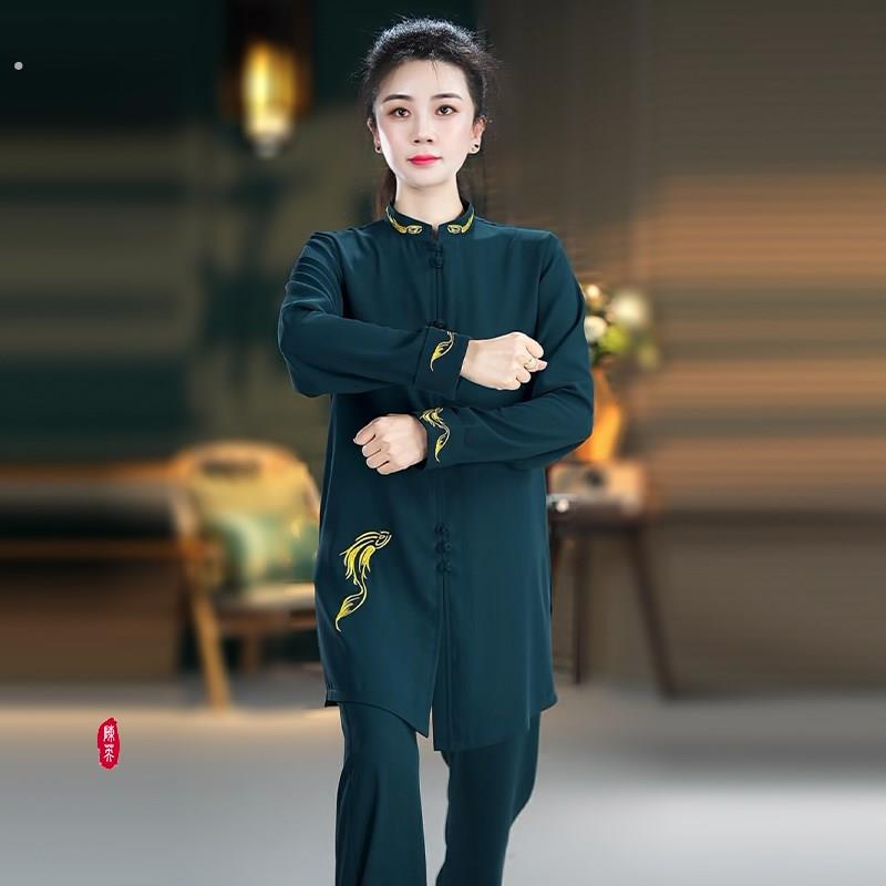 24年春夏季新款刺绣太极服男女武术八段锦太极拳团体表演练功服装
