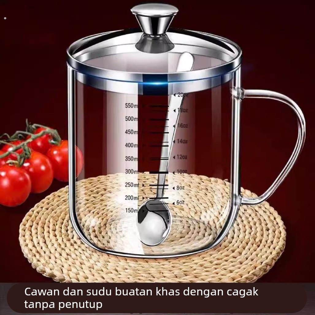 德国高硼硅玻璃双刻度杯子透明耐高温计量杯带盖茶杯喝水杯玻璃杯