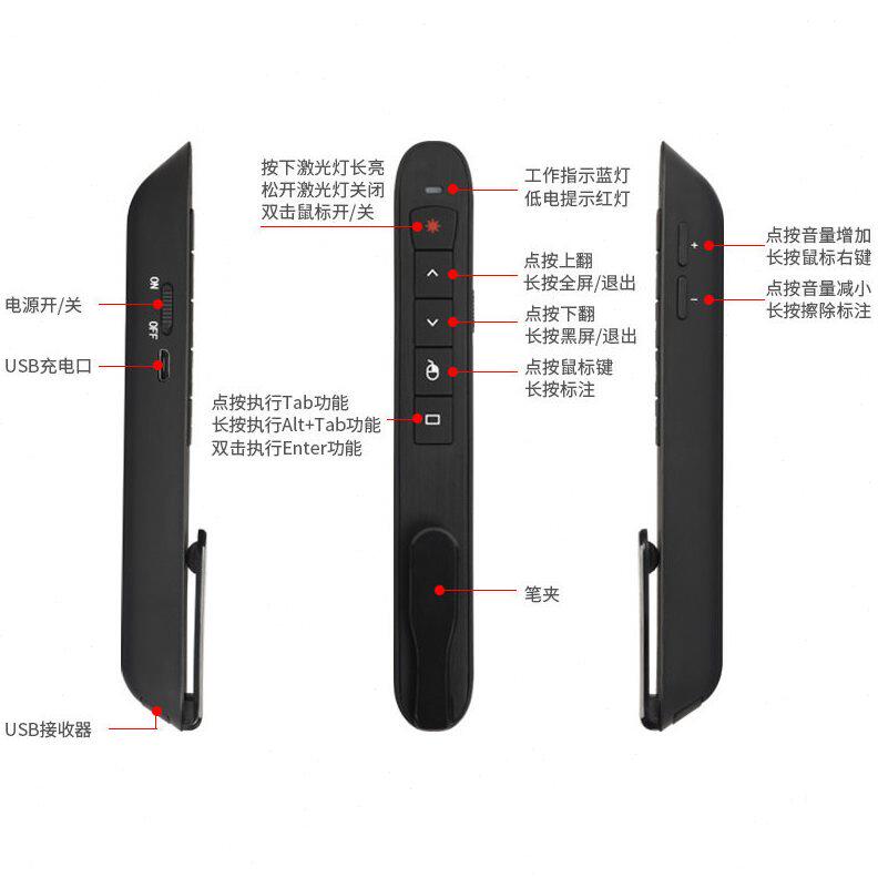 甄选厂家供应飞鼠翻页笔激光笔教学商务公演示笔PPT演讲鼠标翻页
