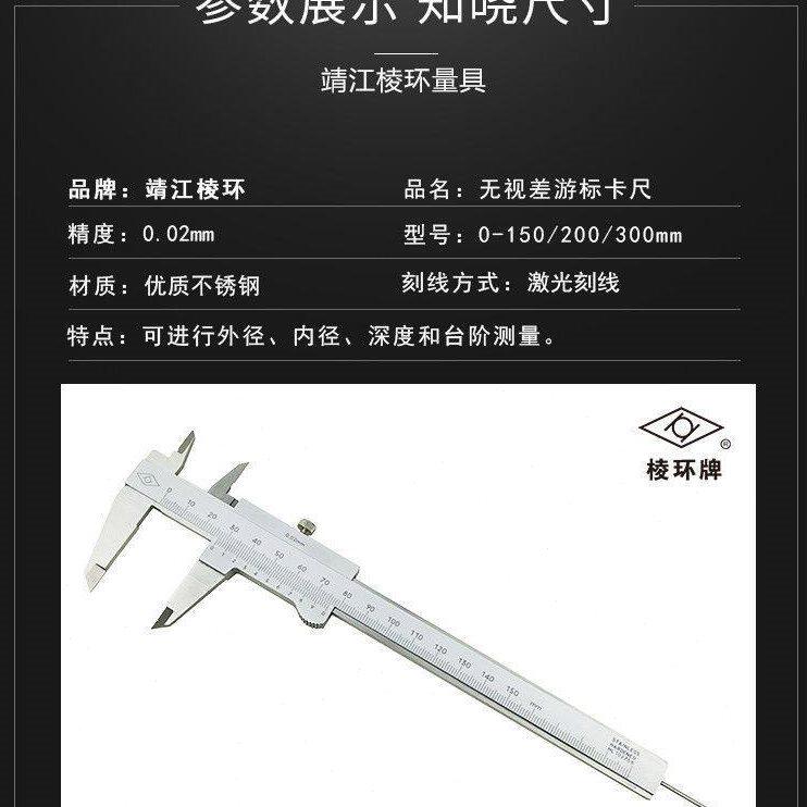 甄选靖江棱环牌双外爪游标卡尺0-200-300mm工业级别精度双平头0.0