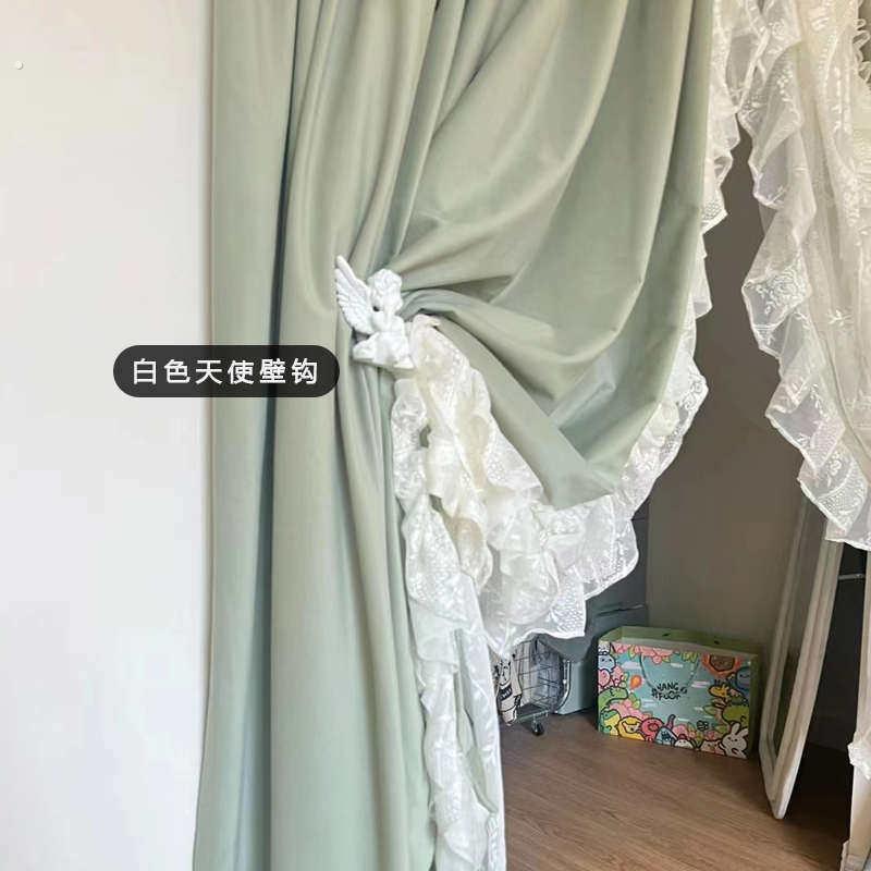 覆古穹顶式窗帘豆蔻绿客厅纯色丝绒布帘卧室美式法式浪漫洛可门帘