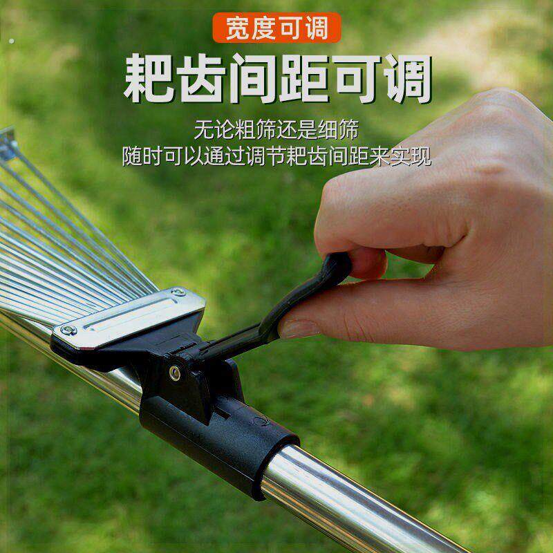 搂草耙子不锈钢伸缩耙杂物树落叶耙拔草神器园艺工具铁耙铁耙子