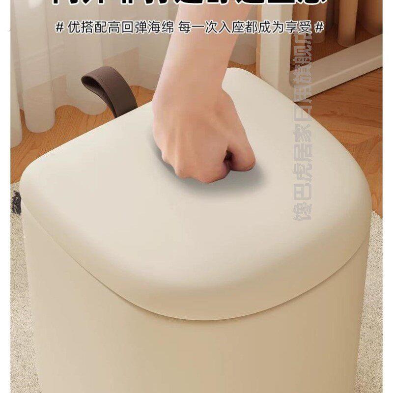 化妆凳可储物梳妆台专用椅子女生主卧室高级感旋转方凳万向轮矮凳