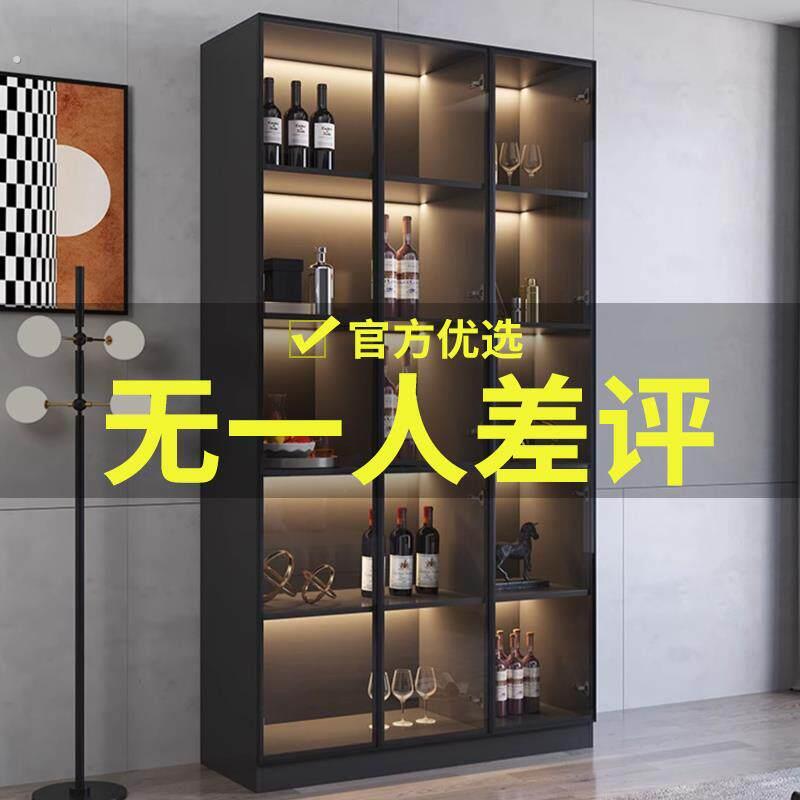 轻奢酒柜带玻璃门靠墙一体客厅展示柜现代简约家用高档酒架收纳柜图片