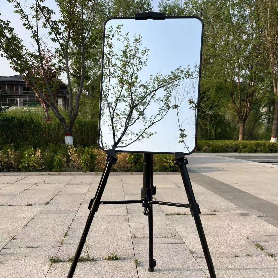 户外摆摊理发镜子带支架三角可能放镜子画落地支撑箱剪发工具室外