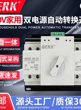 厂直销双电源自动转换开关 家用2P63A230V光伏 市电切换开关4P63A