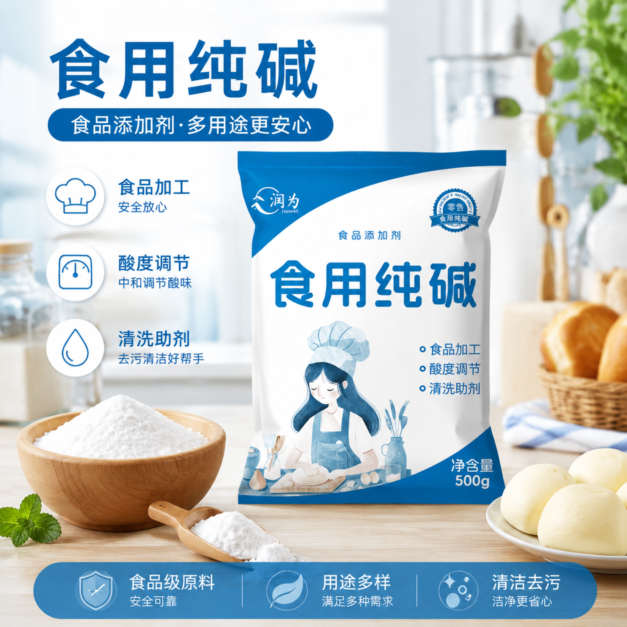 食用纯碱家用碱面发面碳酸钠食品级碱粉清洁果蔬食用碱清洗剂商用