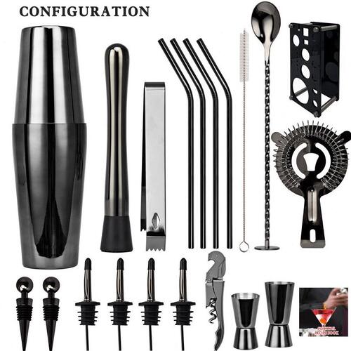 甄选新款亚克力套装 鸡尾酒调酒器酒吧工具20件套 CG1067M黑色美