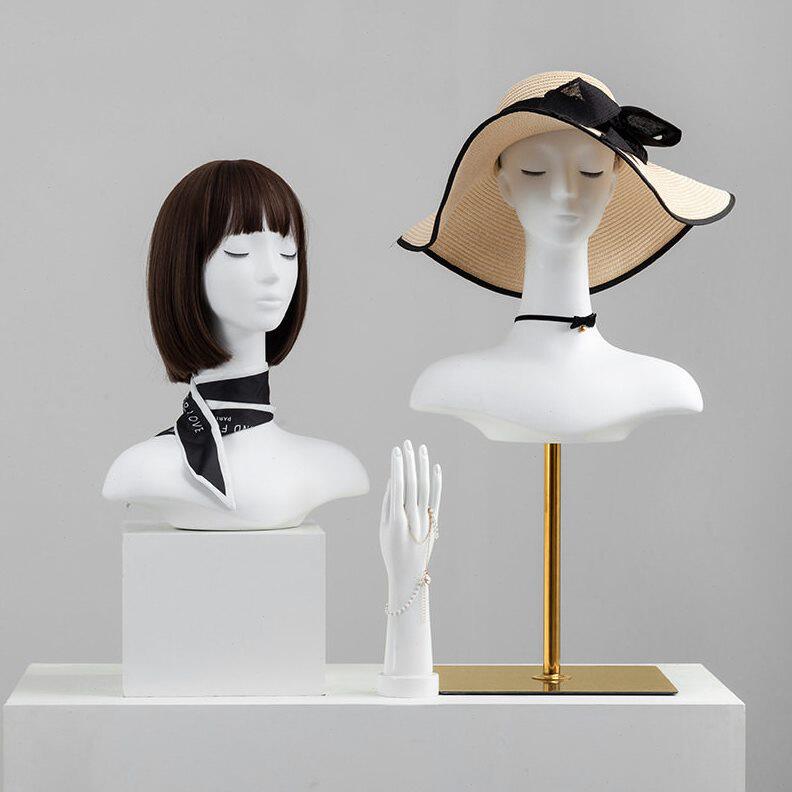 甄选哑白头模展示道具帽子展示架丝巾围巾首饰展示架假发头模拍摄