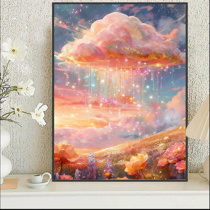 新款满钻钻石画梦幻云朵流星客厅卧室手工点贴钻十字绣治愈系风景