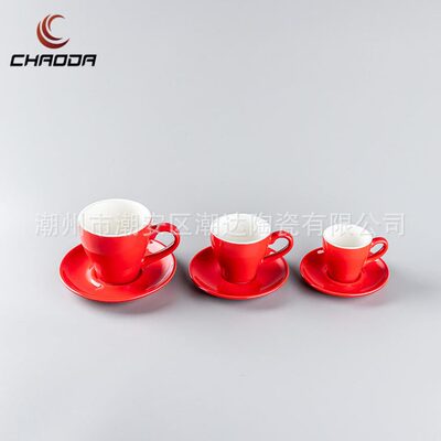 甄选金黄咖啡杯80/160/280ml陶瓷咖啡杯碟出口日用陶瓷咖啡杯彩色