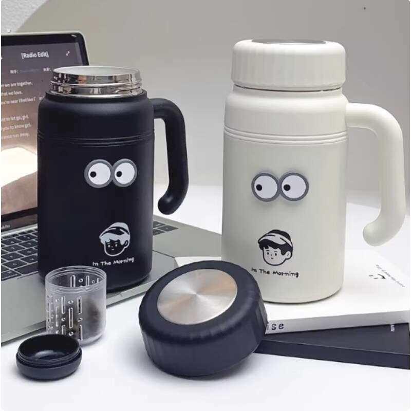陶瓷水杯保温杯男士大容量不锈钢带茶隔泡茶高颜值便携简约杯子男