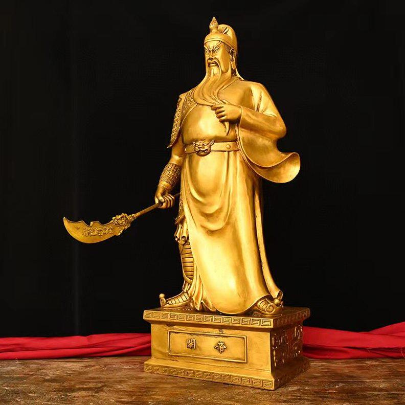 甄选铜关公关二爷大号摆件纯黄铜武财神家用铜关羽武圣关公像商铺