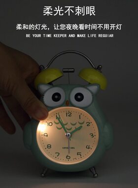 甄选大铃声简约创意贪睡小闹钟卡通儿童学生用夜光简约静音床头小