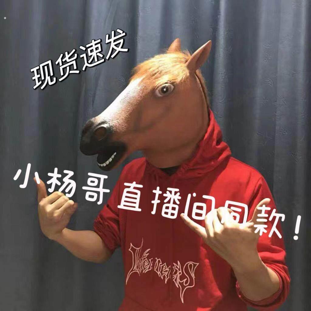 新款直播间引道具流面具头套犬马君马头面具抖音搞怪马头套面新款