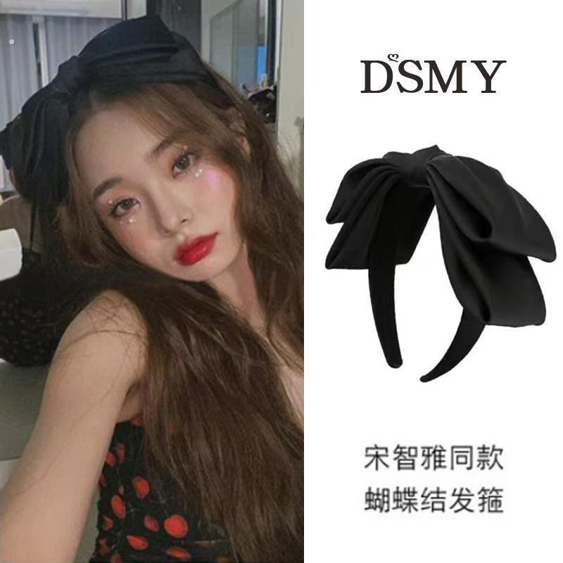 宋智雅同款黑色蝴蝶结发箍法式高颅顶头箍高级感外出百搭洗脸发饰