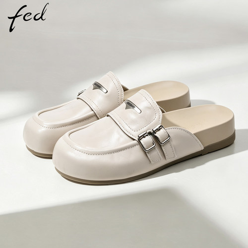 fed真皮厚底勃肯穆勒鞋软底