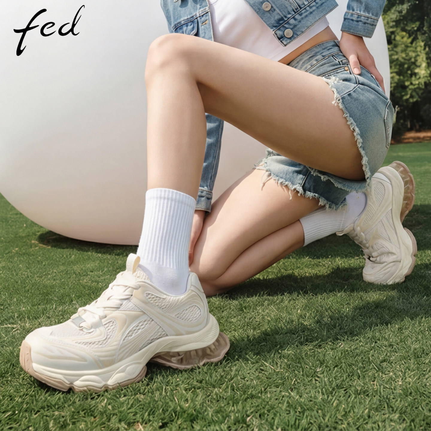 fed透气网纱老爹鞋女气垫厚底