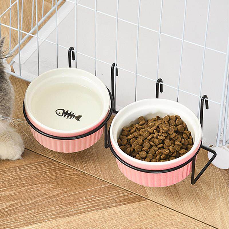 猫碗悬挂式食盆狗狗碗宠物陶瓷挂笼子固定防打翻猫咪兔子喂食水碗