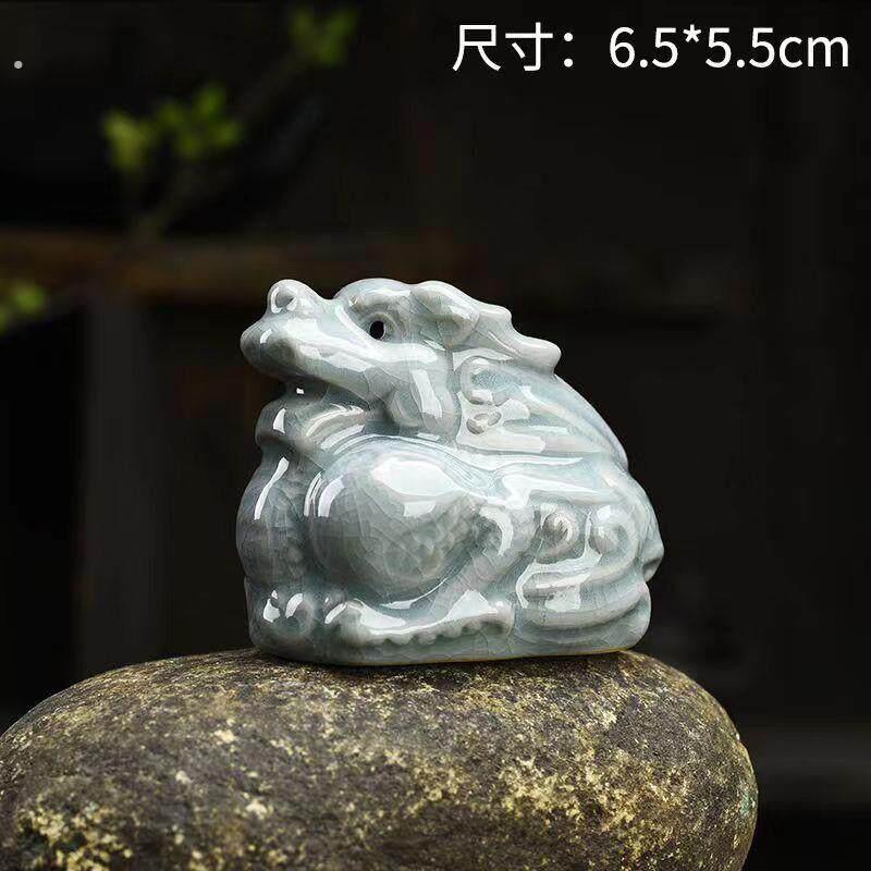 十二生肖哥窑茶宠整套摆件可养茶艺茶桌茶台个性可爱陶瓷茶宠摆件