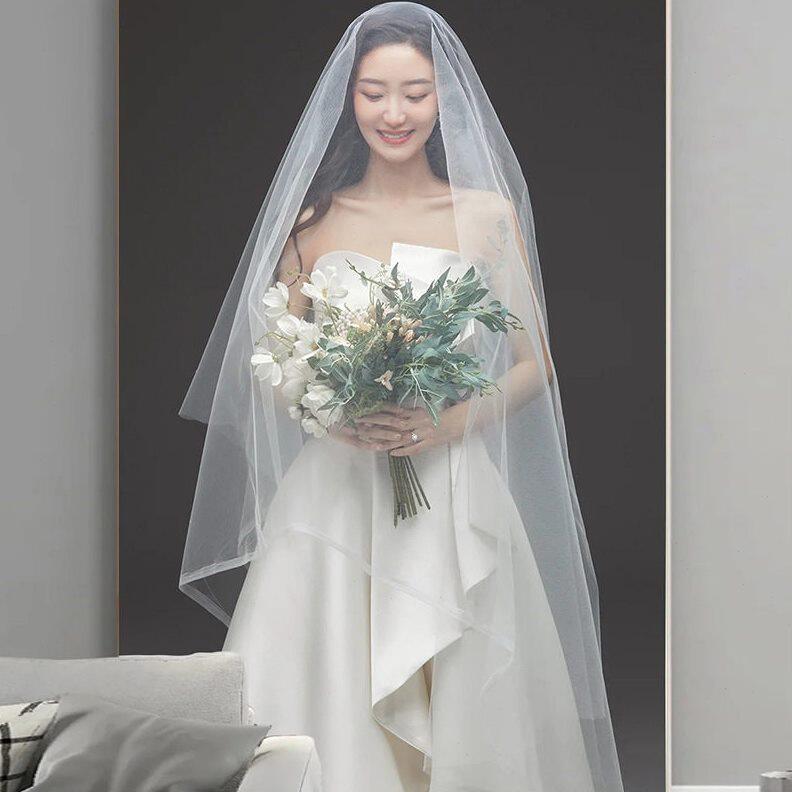 甄选法式缎面婚纱2025新款韩版新娘结婚旅拍小个子赫本风白色出门