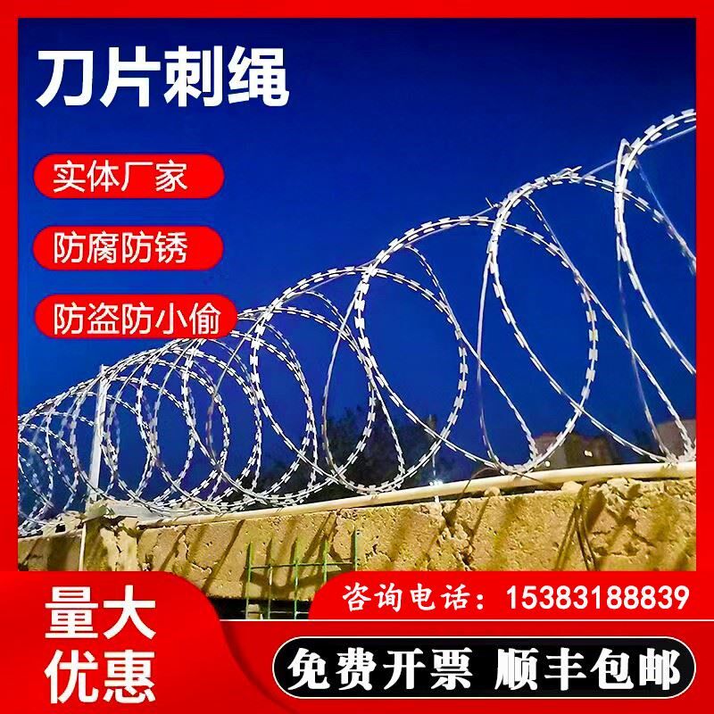 刀片刺绳防护网304锈钢墙刺丝滚笼刺网带刺铁丝围防爬刺防不盗网