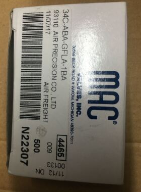 现货MAC电磁阀34C-ABA-GFLA-1BA全新原装真品DC24V当天发货