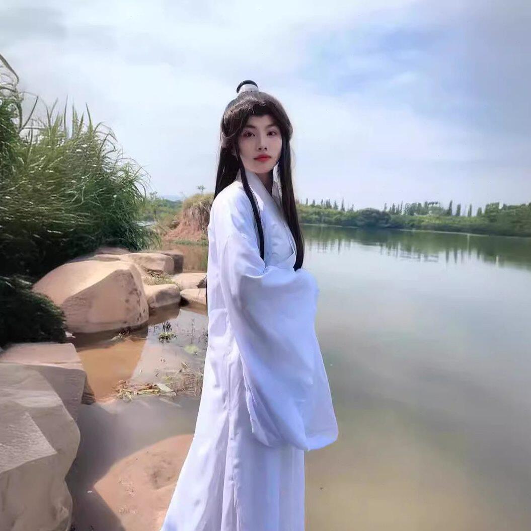 甄选赐福谢怜cos服斗笠假发鞋子动漫女太子悦神古装蓝色流苏腰绳