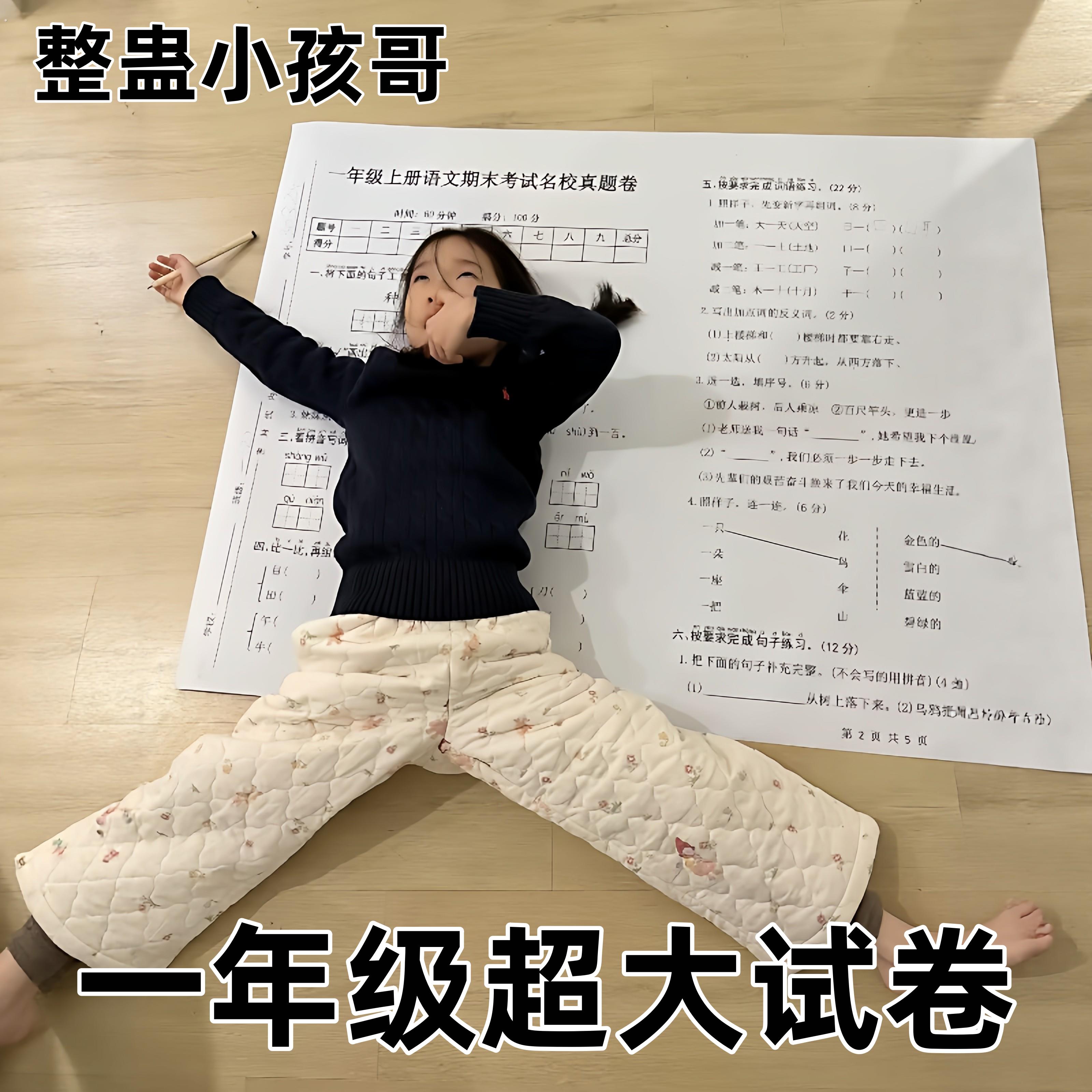 一年级超大试卷创意整人小孩哥巨无霸试卷寒假作业超大号数学试题