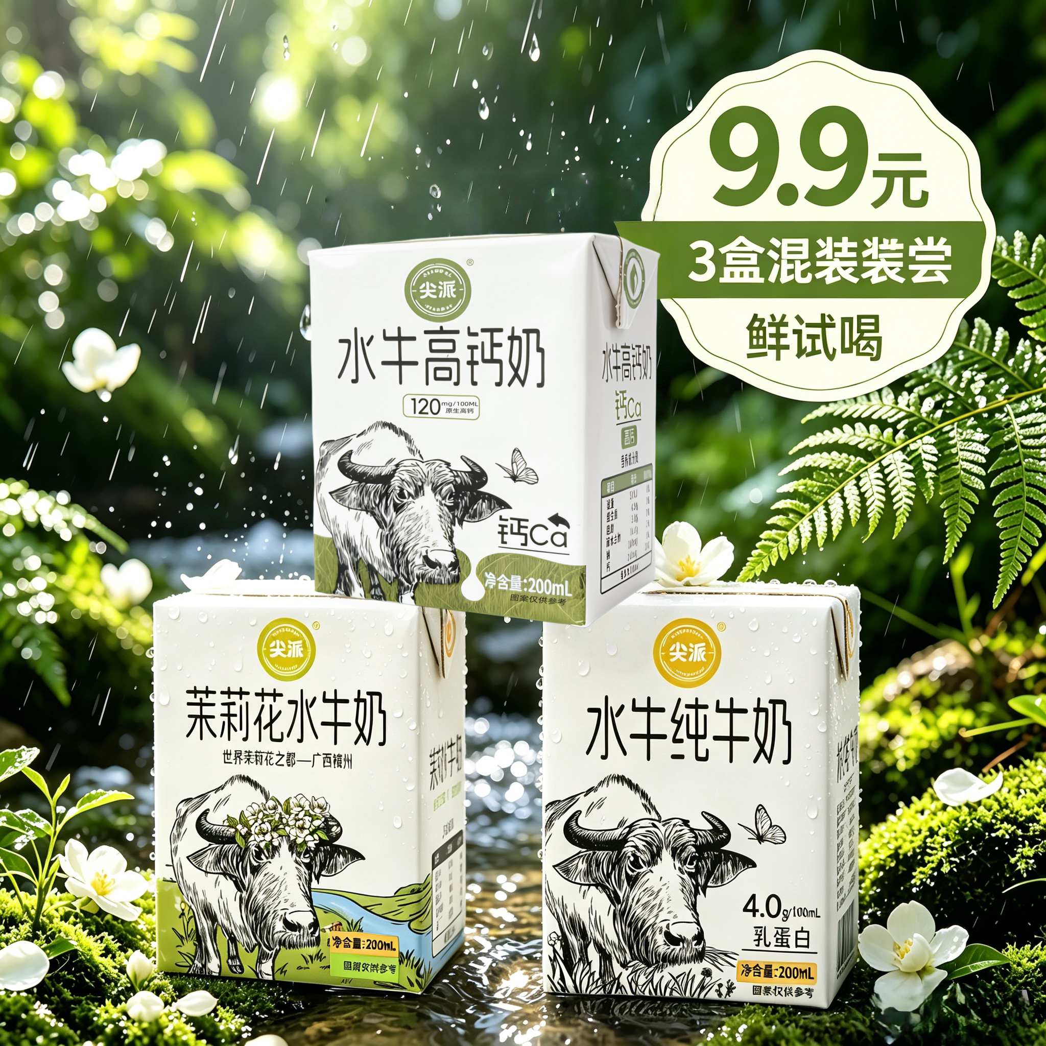 尖派茉莉花水牛奶纯水牛奶高钙水牛奶3盒试喝 尝鲜体验装