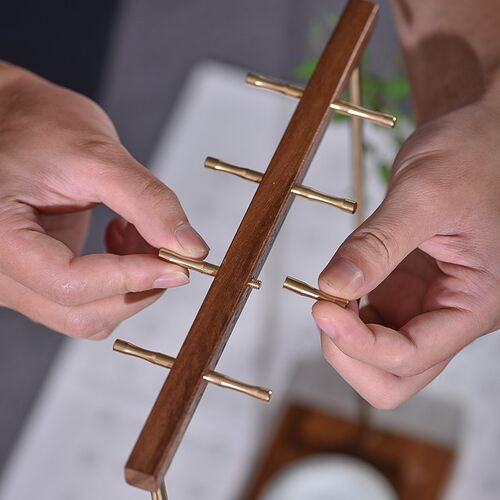 创意新中式简约实木黄铜学生毛笔架笔挂收纳书法绘画摆件文房四宝