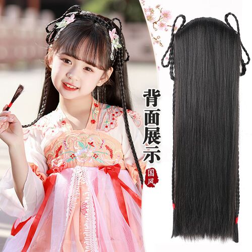 儿童汉服假发古风一体式懒人发箍女童头饰古装百搭盘发髻造型发饰