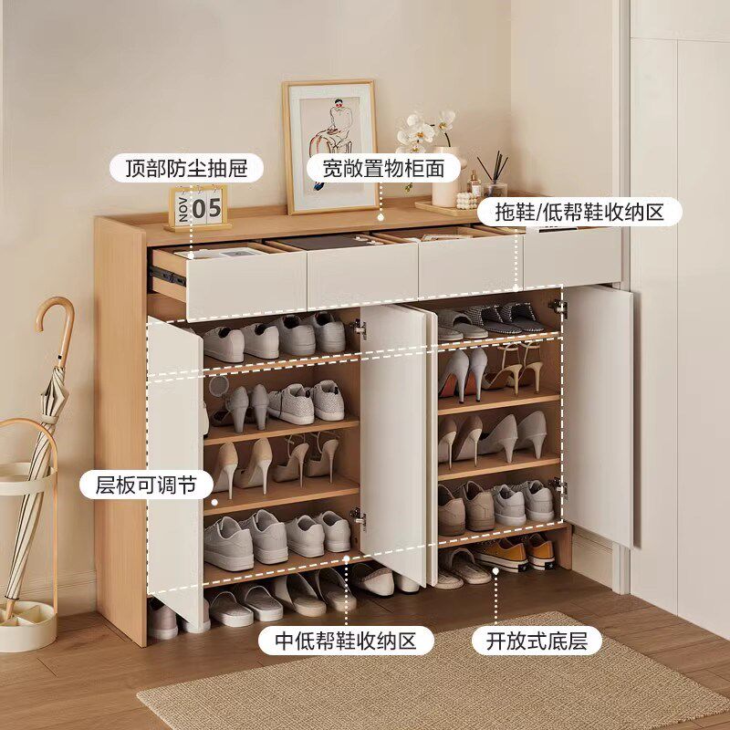 实木衣帽架鞋柜家用进门口换鞋凳镜子靠墙一体入户客厅玄关楼道外