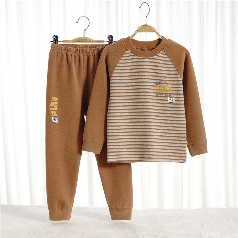 儿童秋衣卫生裤臻品棉羊棉110-160码男女童秋冬发热衣裤家居服