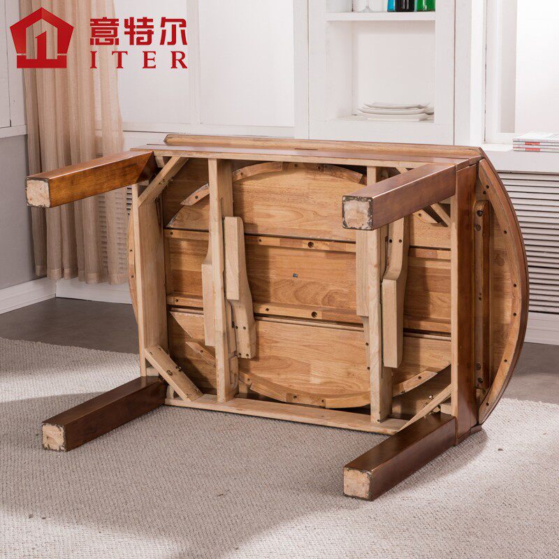 餐桌可变圆桌实木折叠家用桌子中式餐厅餐桌椅全实木橡木简约方桌