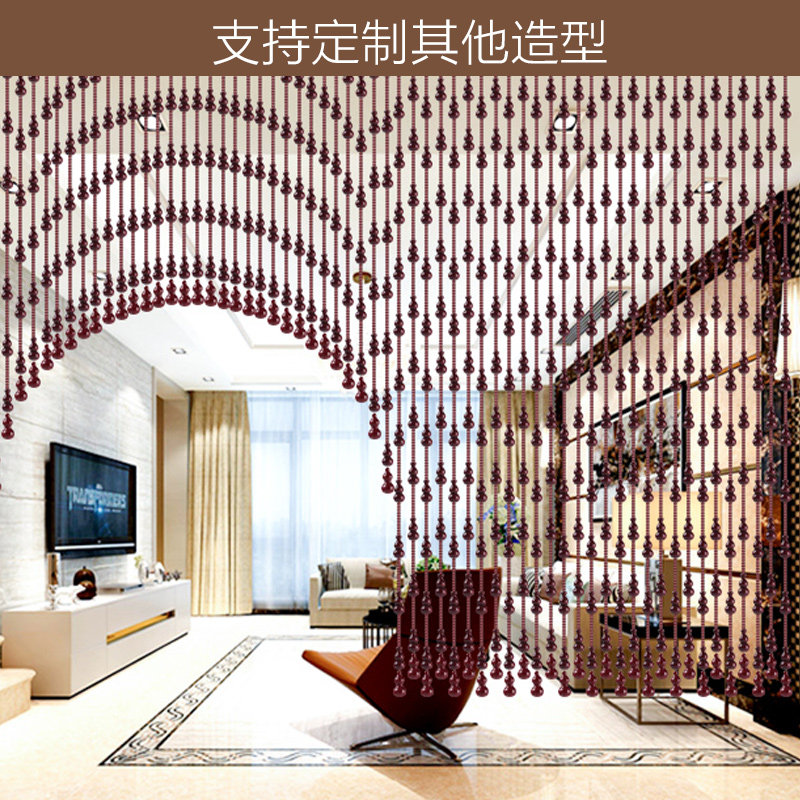 水晶珠帘门帘隔断帘客厅玄关卧室帘子家用桃木葫芦中式古风免打孔图片