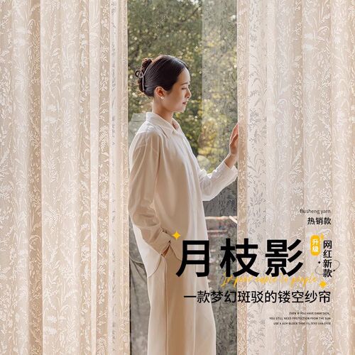 法式浪漫纱帘透光不透人飘窗阳台客厅月枝影窗帘卧室高级感窗纱
