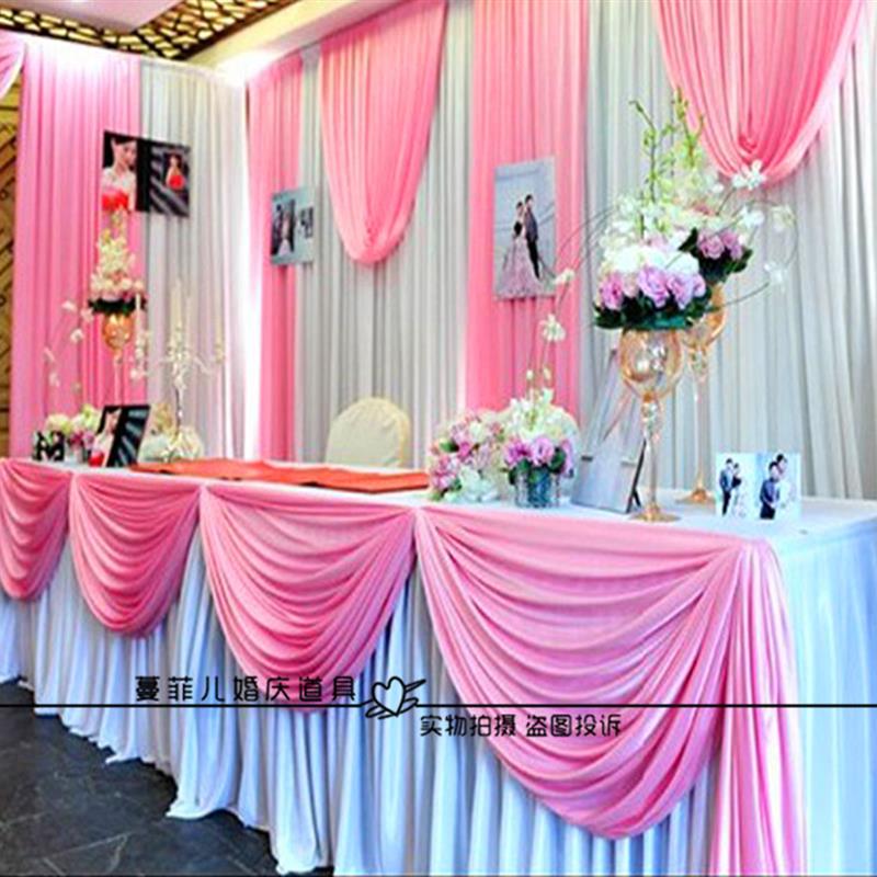 婚庆道具迎宾布置签到台桌布桌裙幔折叠桌婚庆迎宾布置T台围边