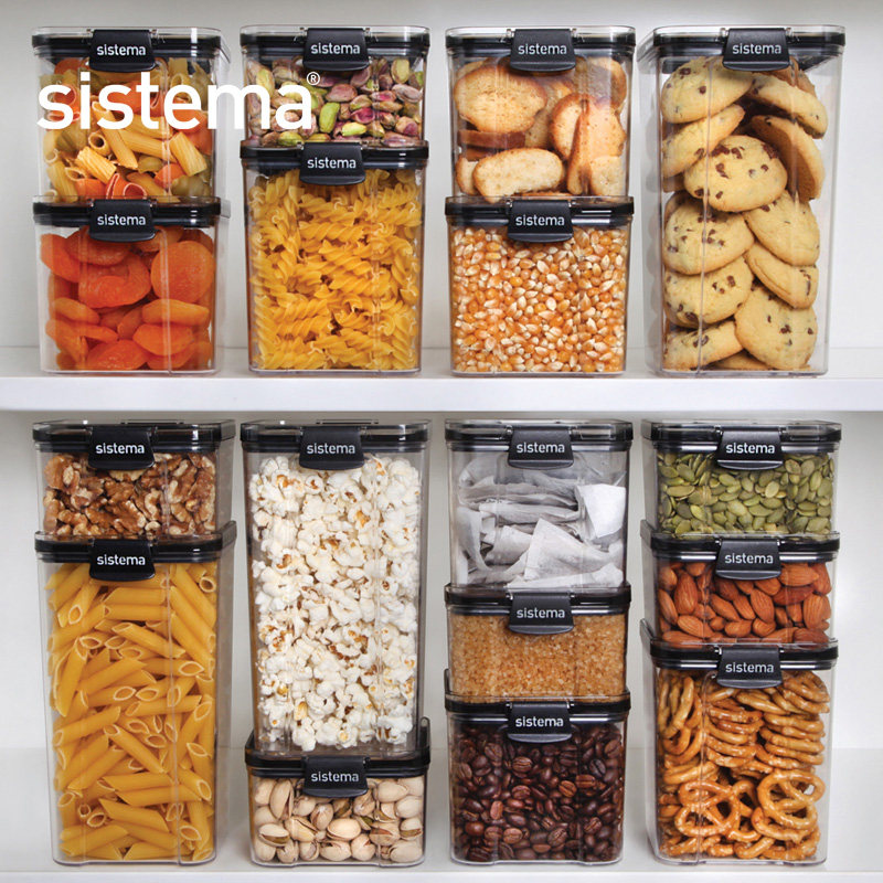 sistema长方形密封罐塑料透明带盖保鲜盒坚果干货零食品盒储物罐