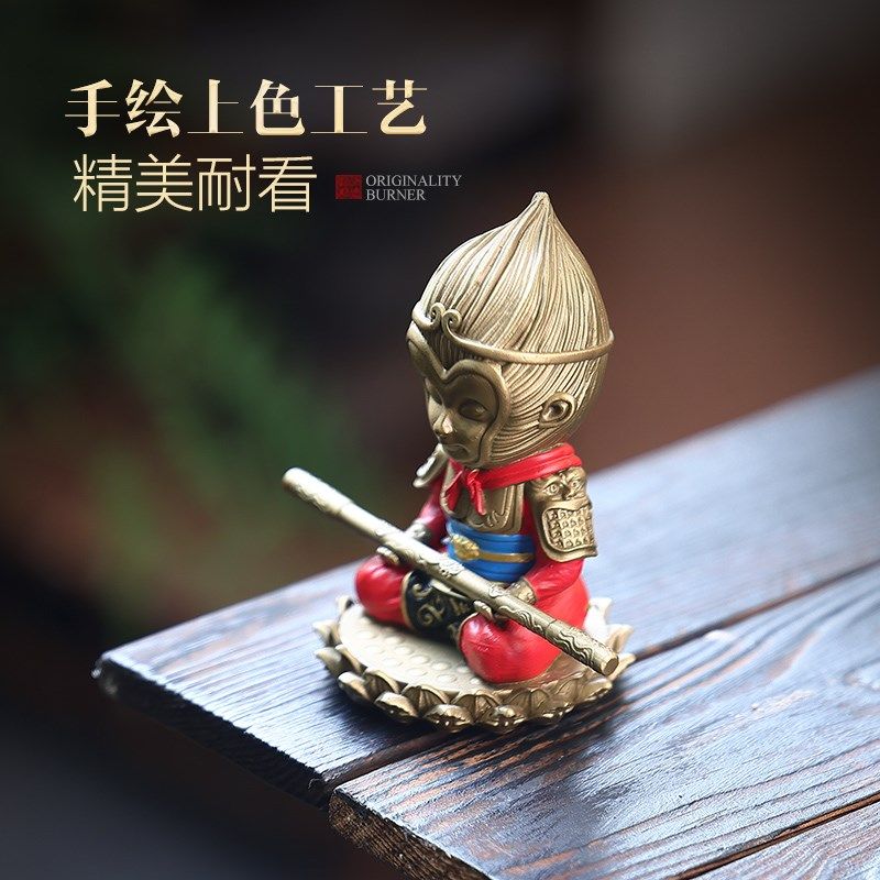 宽和斗战胜佛纯黄铜汽车摆件齐天大圣车饰中控家居办公室装饰品