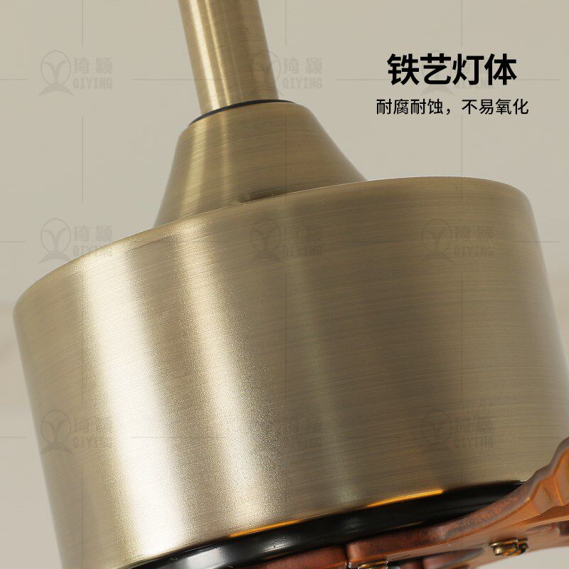 包安装侘寂中古vintage餐厅卧室风扇吊灯复古南洋风静音吊扇灯具