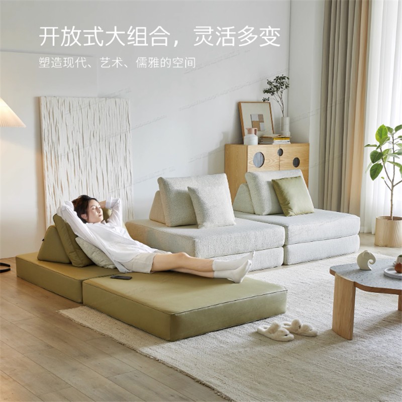 九层糕沙发意式极简模块榻榻米懒人豆腐块双面科技皮方块沙发组合