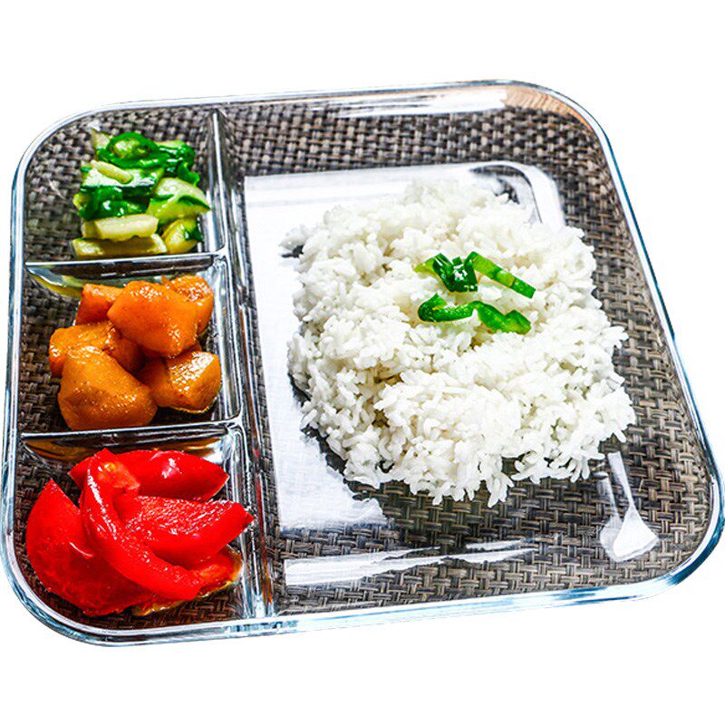 加厚玻璃盘方形盘西餐盘牛排盘水饺水果多功能分格盘家用厨房用品