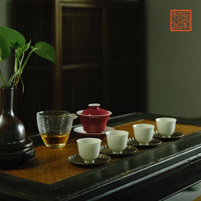 涂睿明观味柴窑素瓷杯中式品茗杯闻香杯岩茶杯茶器茶具礼品定制