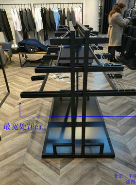 黑色铁艺裤架中岛架服装商场裤台展示架超市双面挂裤子架西裤架子