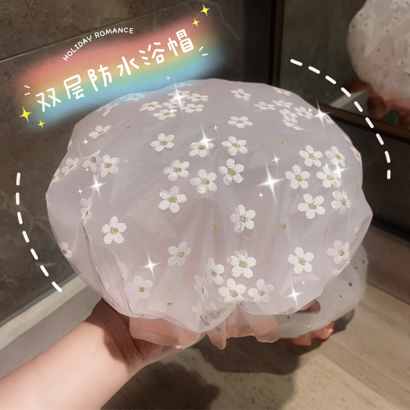 双层浴帽女防水洗澡头套家用成人可爱韩国沐浴帽发罩厨房防油烟帽