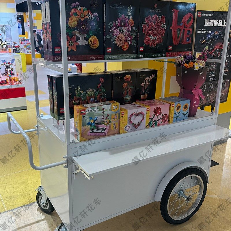 网红移动摆摊车花车夜市小推车集市流动地摊车展示架商场铁艺花车