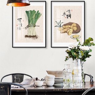 五谷丰登挂画白菜新中式厨房蔬菜企业单位食堂员工餐厅墙壁装饰画