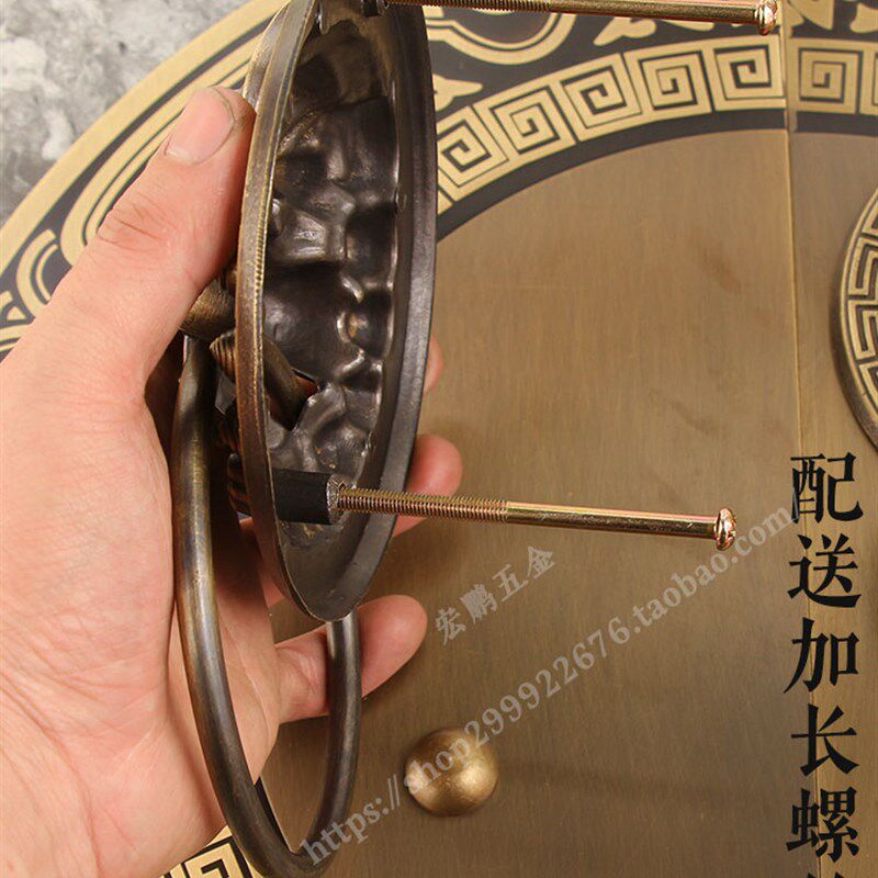 仿古中式明插销锁扣纯铜门栓大门拉手户外花园复古木门门锁铜把手